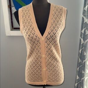 Mistral Vintage Crochet Button Up Sweater Vest SZ Medium